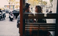 an attractive couple eating ice cream and showing how to start dating again