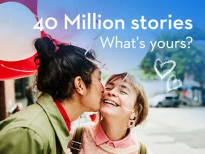 Young couple laughing who met on the Zoosk dating site
