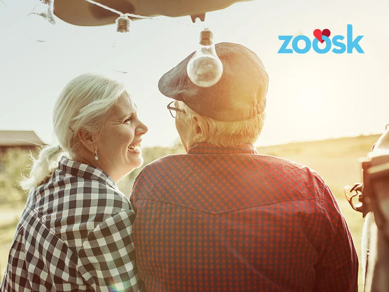 Cute older couple laughing that met with Zoosk seniors