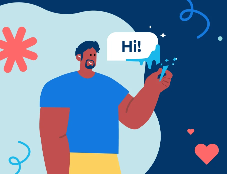 Colorful Zoosk illustration representing the concept of first date icebreakers.