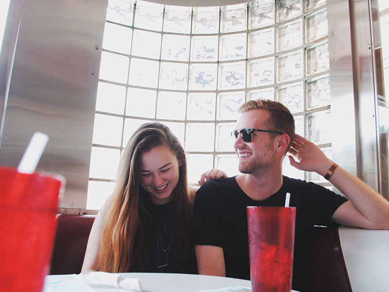 two people who met online going on a date