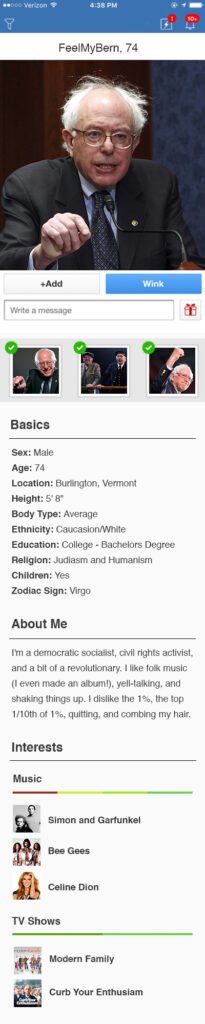 Bernie Sanders' Online Dating Profile