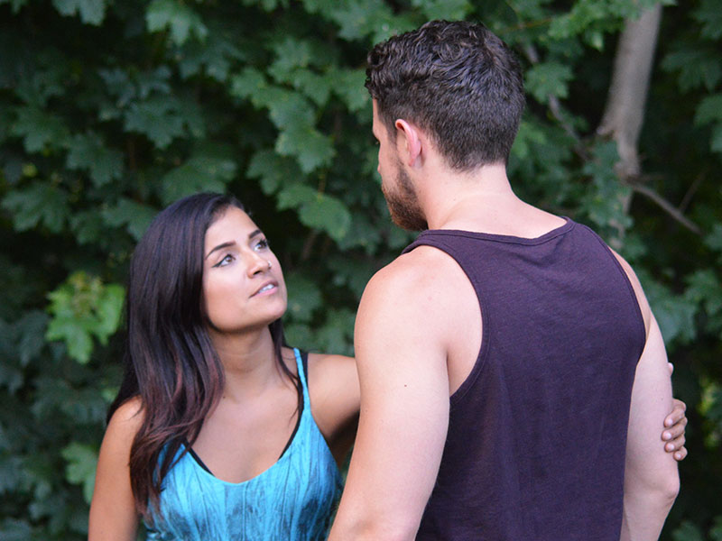 A woman talking to a man who's coming on too strong and explaining how she feels.