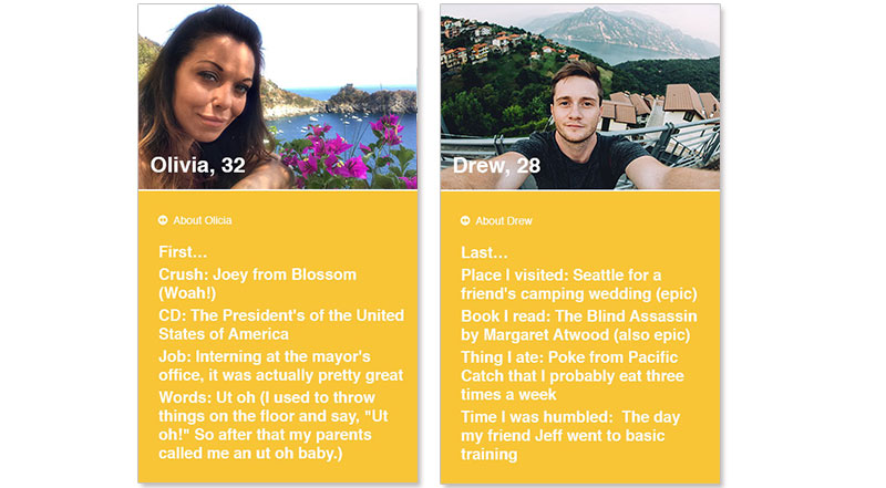 Two screenshots of some of the best bumble bios.
