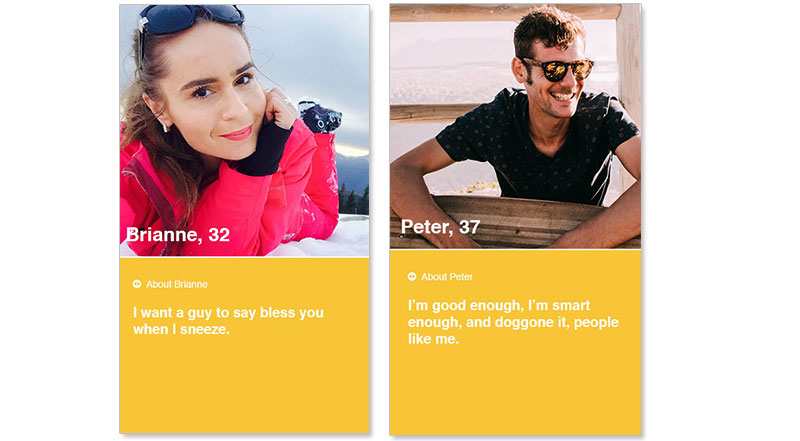 Two screenshots of some of the best bumble profiles.