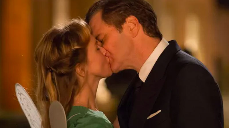 Bridget and Mark Darcy kissing after a declaration of love.