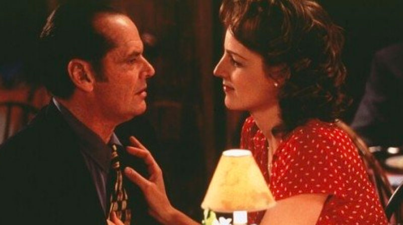 A movie still from As Good As It Gets right before Melvin gives his declaration of love.